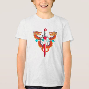 Roter Himmel-Drachenemblem Scharlachrot Tri-Blend Shirt