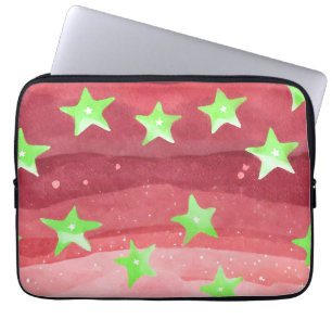 Roter Himmel mit Sternen Laptopschutzhülle