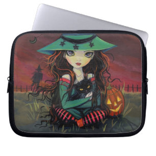 Roter Himmel von Oktober Halloween Hexenkunst Laptopschutzhülle