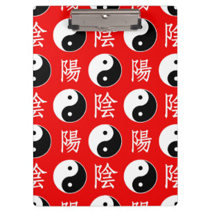 Roter Hintergrund Chinesisches Yinyang-Muster Klemmbrett
