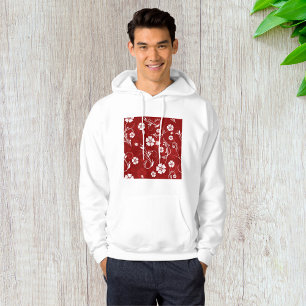 Roter Hintergrund der weißen Blume Hoodie