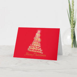 Roter Hintergrund Gold Weihnachtsbaum Feiertagskarte