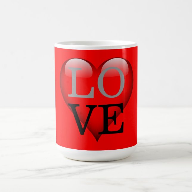 Roter Hintergrund Liebe Hochzeitsherz Kaffeetasse (Mittel)