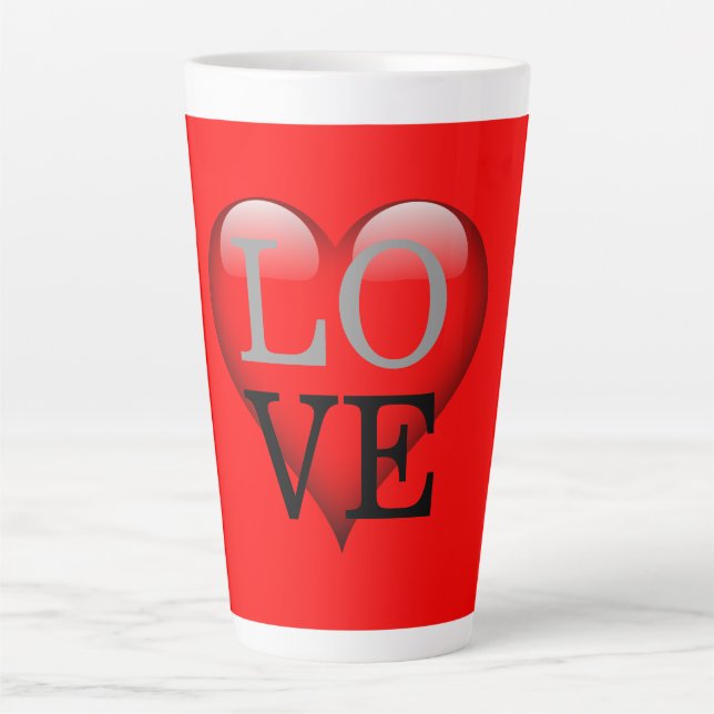 Roter Hintergrund Liebe Hochzeitsherz Milchtasse (Vorderseite)