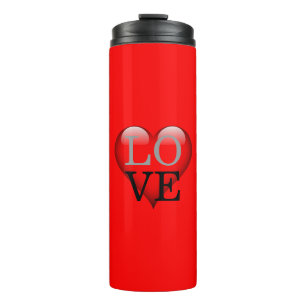 Roter Hintergrund Liebe Hochzeitsherz Thermosbecher