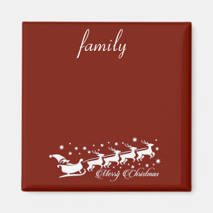 Roter Hintergrund mit dem Weihnachtsmann und Renti Magnet
