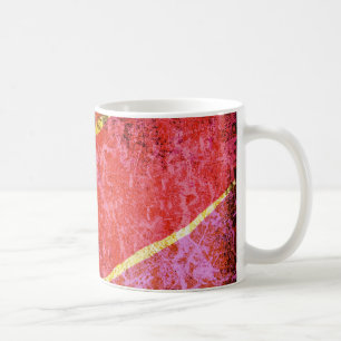 Roter Hintergrund mit gelben Streifen Kaffeetasse
