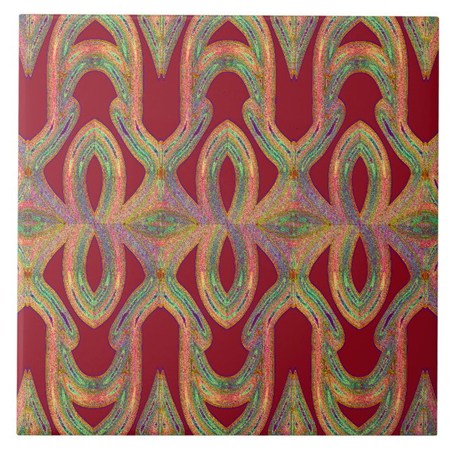 Roter Hintergrund mit klassischem Textil Fliese (Vorderseite)