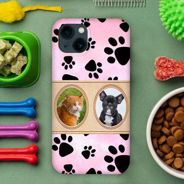 Roter Hintergrund mit Pfoten, benutzerdefiniertes  Case-Mate iPhone Hülle (Von Creator hochgeladen)