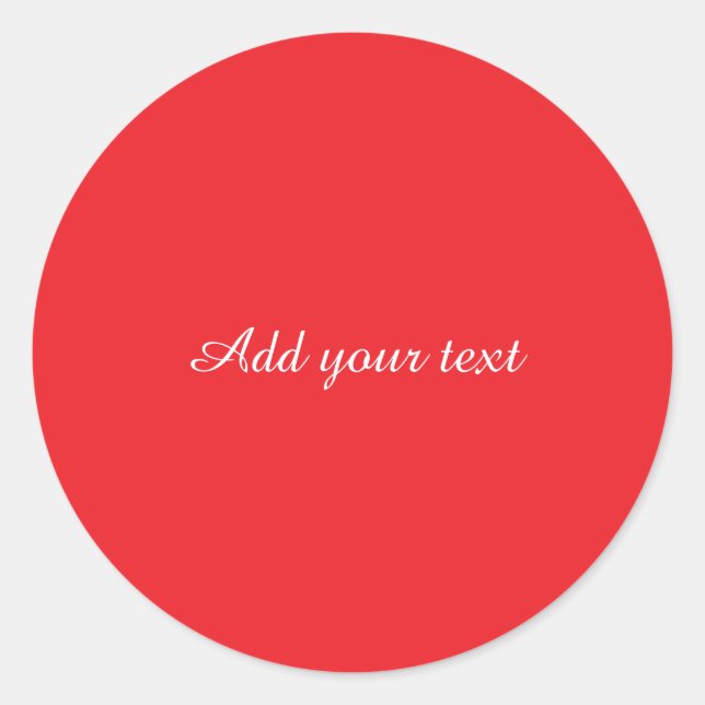 Roter Hintergrund, weißer Text, Vorlage Runder Aufkleber (Vorderseite)