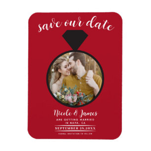 Roter Hochzeitsring Foto Save the Date Magnet