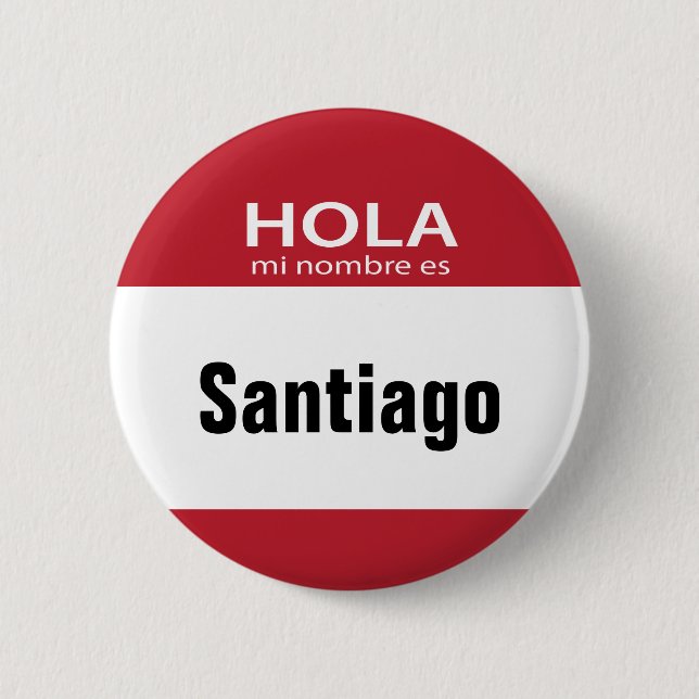 Roter Hola MI Nombre Es hallo Knopf Button (Vorderseite)