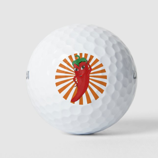 Roter Hot Pepper Diva Imitate Stickerei drucken Golfball (Vorderseite)