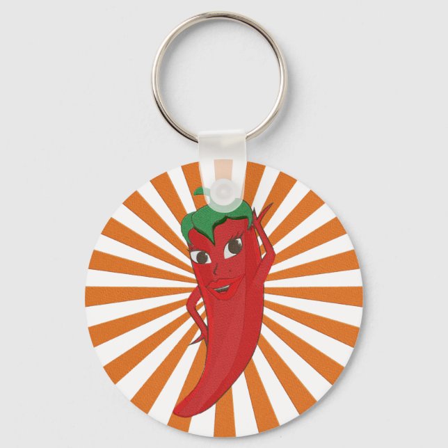 Roter Hot Pepper Diva Imitate Stickerei drucken Schlüsselanhänger (Vorderseite)