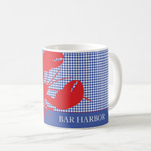 Roter Hummer an der Küste Blauer weißer, benutzerd Kaffeetasse