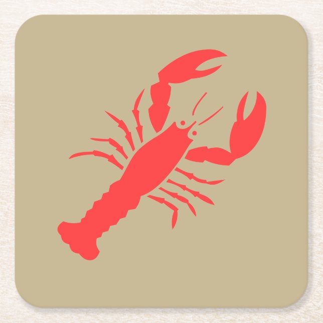 Roter Hummer auf Khaki Rechteckiger Pappuntersetzer (Vorderseite)