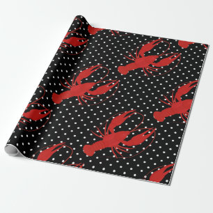 roter Hummer Punkte schwarz Geschenkpapier
