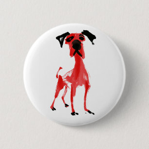 Roter Hund Expressiver Roter und Schwarzer Kunst Button