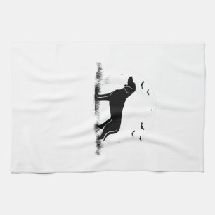 Roter Hund � Halloween-Mond-Silhouette Oversized Geschirrtuch