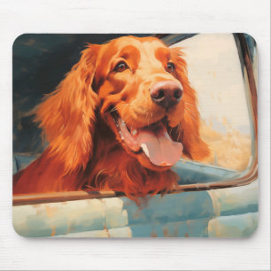 Roter Hund im klassischen LKW-Fenster Kunstprint Mousepad