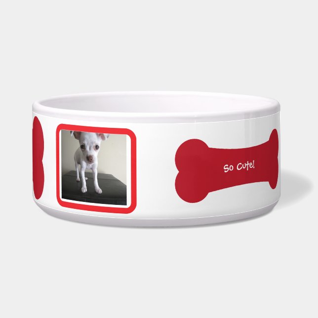 Roter Hund Knochen Foto Personalisiert Hundeschale Napf (Rechts)