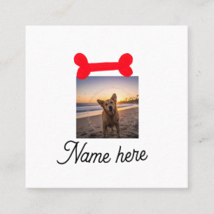 Roter Hundeknochen-Foto Haustier Hund Katze Name e Quadratische Visitenkarte