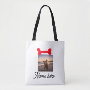 Roter Hundeknochen-Foto-Haustier-Hunde-Katzen-Name Tasche