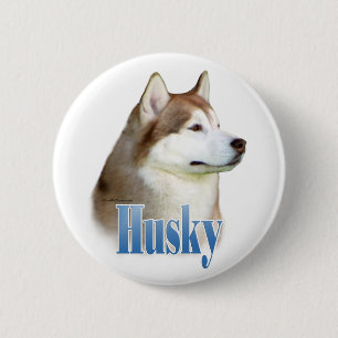 Roter Husky-Name - Knopf Button
