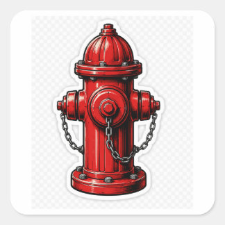 Roter Hydrant Quadratischer Aufkleber