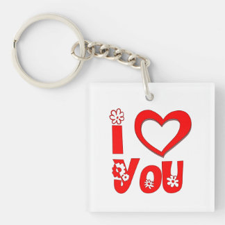 Roter Ich Liebe Dich Minimalistischer Herz Acryl-S Schlüsselanhänger