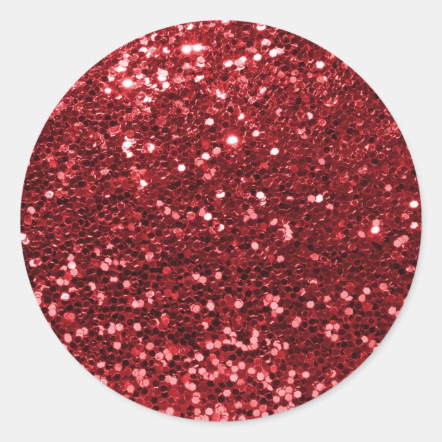 Roter Imitat Glitzer Runder Aufkleber (Vorderseite)