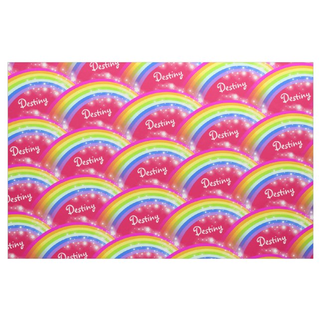 Roter individuelle Name mit Regenbogenstern Stoff (Fat Quarter (45,7 x 55,9 cm))