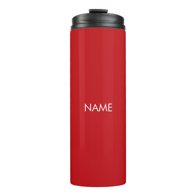 Roter individuelle Name-Textmonogramm Thermosbecher (Vorderseite)