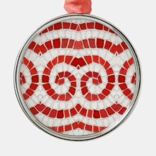 ROTER IONISCHER MOSAIK Premium-Rundschmuckanhänger Ornament Aus Metall