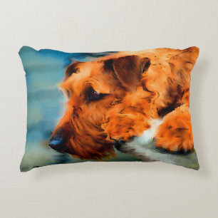 Roter Irischer Terrier-Hund Kunst Haustierporträt  Dekokissen
