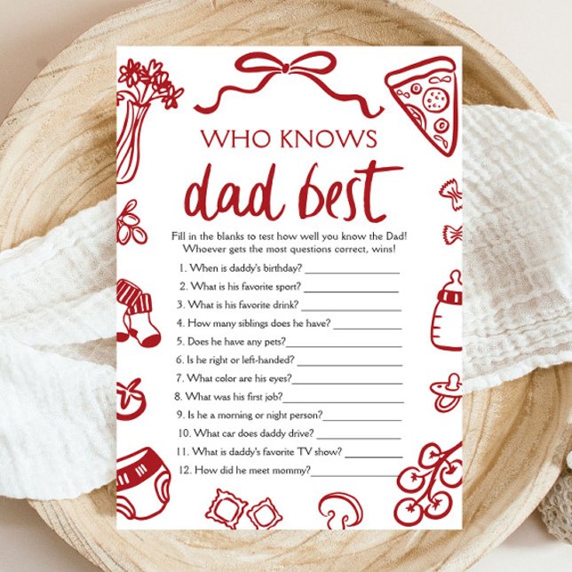 Roter Italiener, der Daddy Best Baby Shower Game k Einladung (Von Creator hochgeladen)