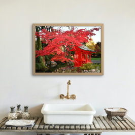 Roter Japanischer Ahorn und Gartenschrein Fotodruck