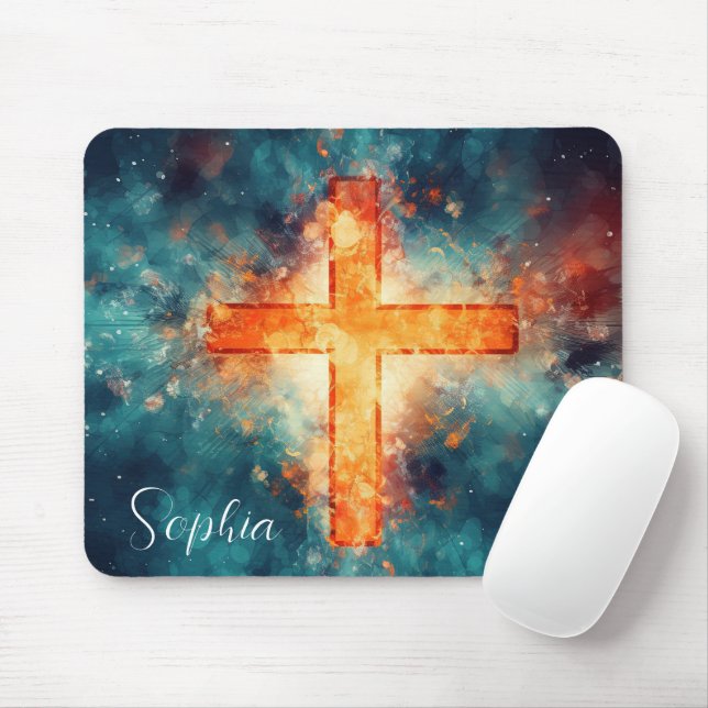 Roter Jesus kreuz Jesus Glaube Christliche Sitte Mousepad (Mit Mouse)