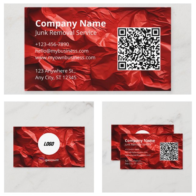 Roter Junk-Abholdienst-Logo Visitenkarte (Red Junk Removal Hauling Service Logo Business Card
)