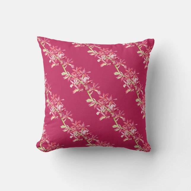 Roter Juwel Orchidee Blume Aquarellkunst Kissen (Vorderseite)