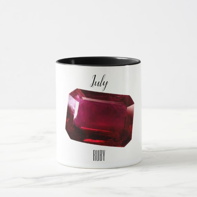 Roter Kaffee Tasse Ruby Gemstone Juli Birthstone (Zentrum)
