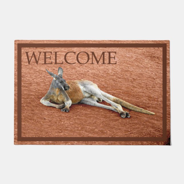 Roter Kangaroo Buck - Willkommen Fußmatte (Vorderseite)