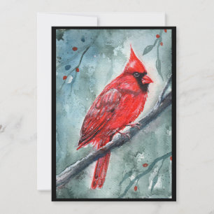 Roter Kardinal-Aquarell-Design von Renee Lavoie Feiertagskarte