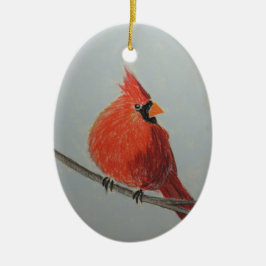 Roter Kardinal auf dem Zweig in Pastellen Ornament