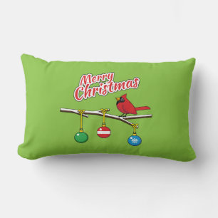 Roter Kardinal auf kahlem Weihnachtszweig - Frohe Lendenkissen