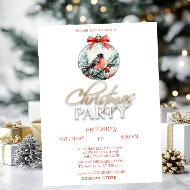 Roter Kardinal Bird Holly Berry Ball Einladung (Von Creator hochgeladen)