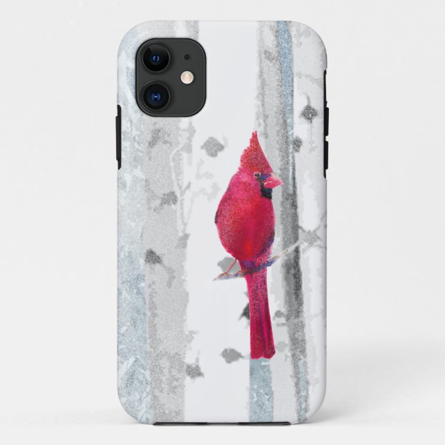 Roter Kardinal Bird in schönem, schneebedecktem Bi Case-Mate iPhone Hülle (Rückseite)