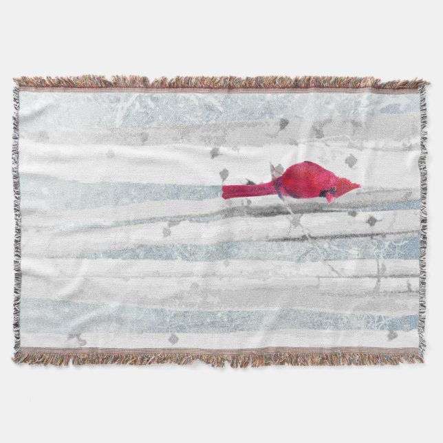Roter Kardinal Bird in schönem, schneebedecktem Bi Decke (Vorderseite)