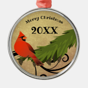 Roter Kardinal Bird Personalisierte Weihnachtsfeie Ornament Aus Metall
