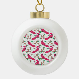 Roter Kardinal Bird santa Keramik Kugel-Ornament